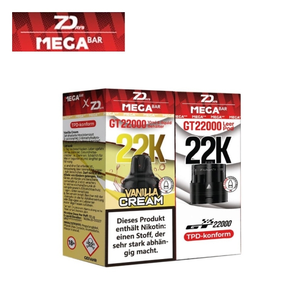 7Days X MEGABAR 22K - Vanilla Cream - Prefilled Pod-Liquid 20mg